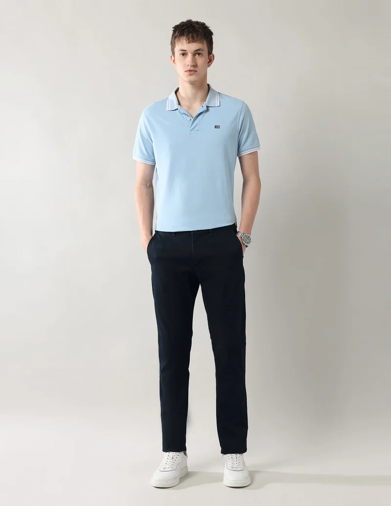 Arrow Navy Slim Fit Autoflex Trousers for Men | Best Price UAE