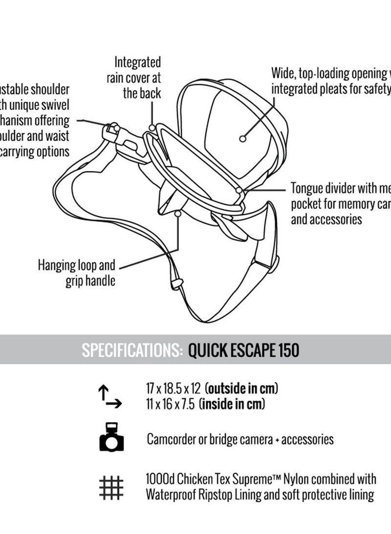 Crumpler QE150-001 Quick Escape 150 Camera Bag Black for SLR Camera - Image 5