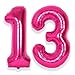 SUWEN 40 Inch Hot Pink Large 13 Number Balloons Big Foil Helium Number Balloons 09 Jumbo Happy 13th Mylar Birthday Party Decorations for Girl or Women 31 Anniversary Party Supplies - Image 2