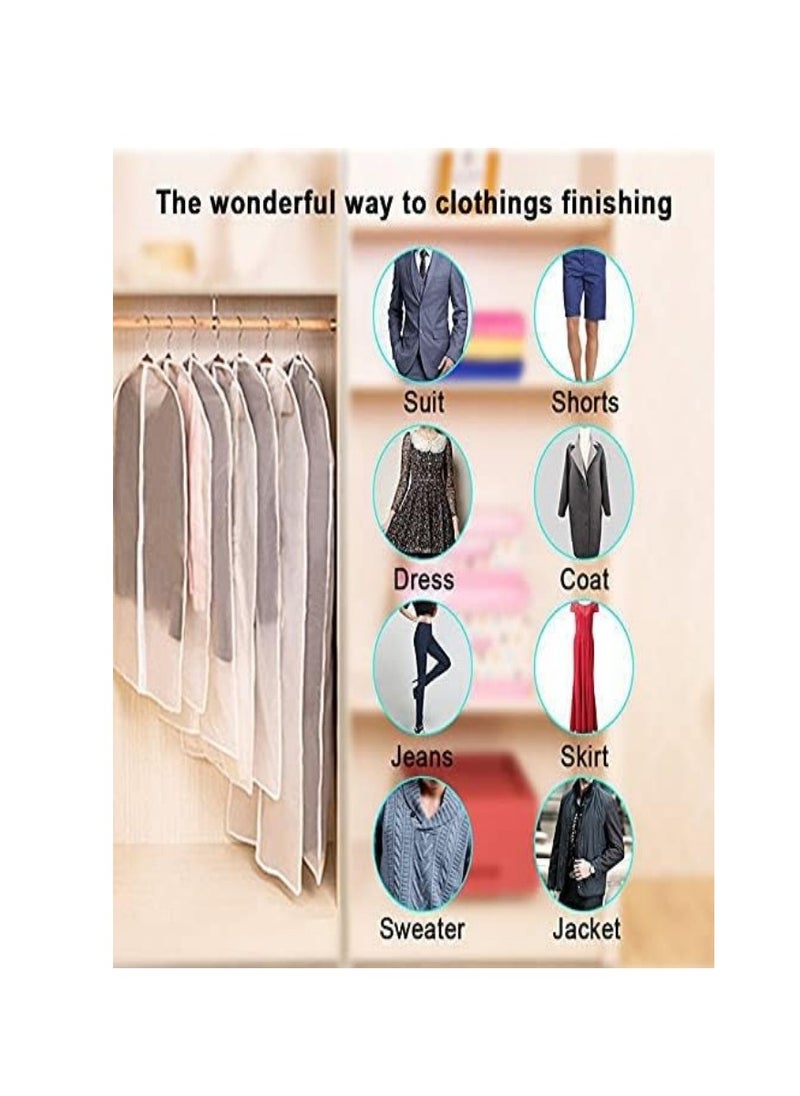Pack of 6 Garment Bag Cover Lightweight Clear White PEVA Breathable Bags with Study Full Zipper for Suit Clothes Storage Closet(60cm*80cm)