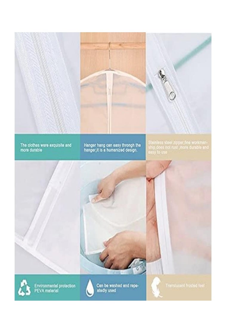 Pack of 6 Garment Bag Cover Lightweight Clear White PEVA Breathable Bags with Study Full Zipper for Suit Clothes Storage Closet(60cm*80cm)