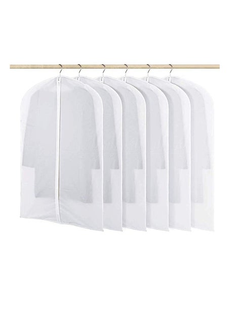 Pack of 6 Garment Bag Cover Lightweight Clear White PEVA Breathable Bags with Study Full Zipper for Suit Clothes Storage Closet(60cm*80cm)