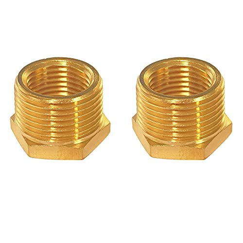 YOUHO 3/4 to 1/2 reducer Brass Threaded Pipe Fitting 3/4 NPT Male x 1/2 NPT Female Hex Bushing Adapter (Pack of2) - Image 3