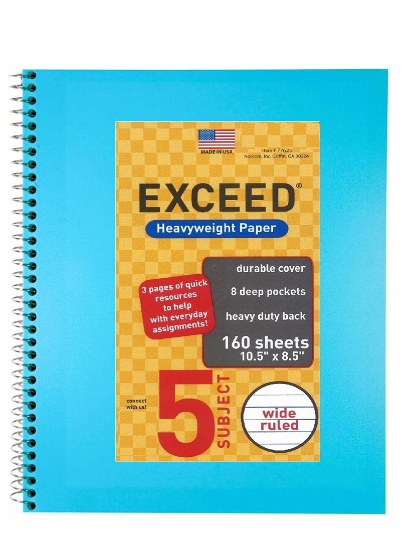 Exceed 5-Subject Single Line Notebook With Light Blue Cover - Image 1