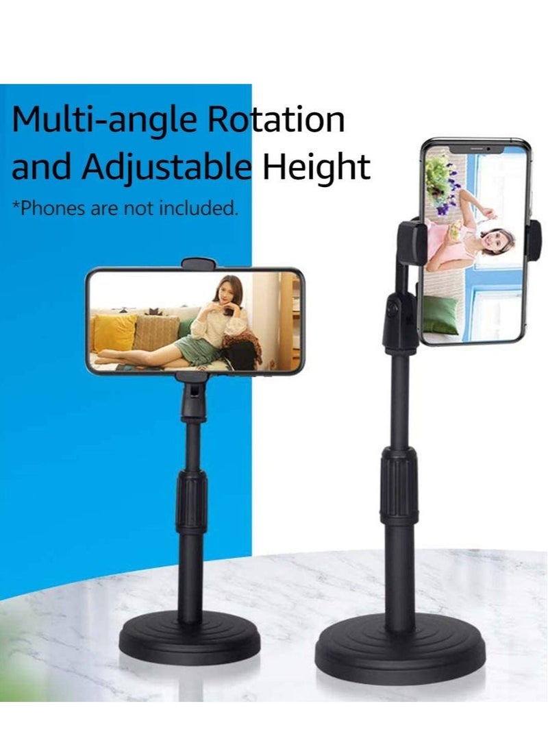 ELTRAZONE Cell Phone Stand,Desktop Cell Phone Stand Holder Clamp Tablet Stand Adjustable Height Portable Stable Round Base For Watching Online Classes Video Photoing Live Streaming Black  - Image 5