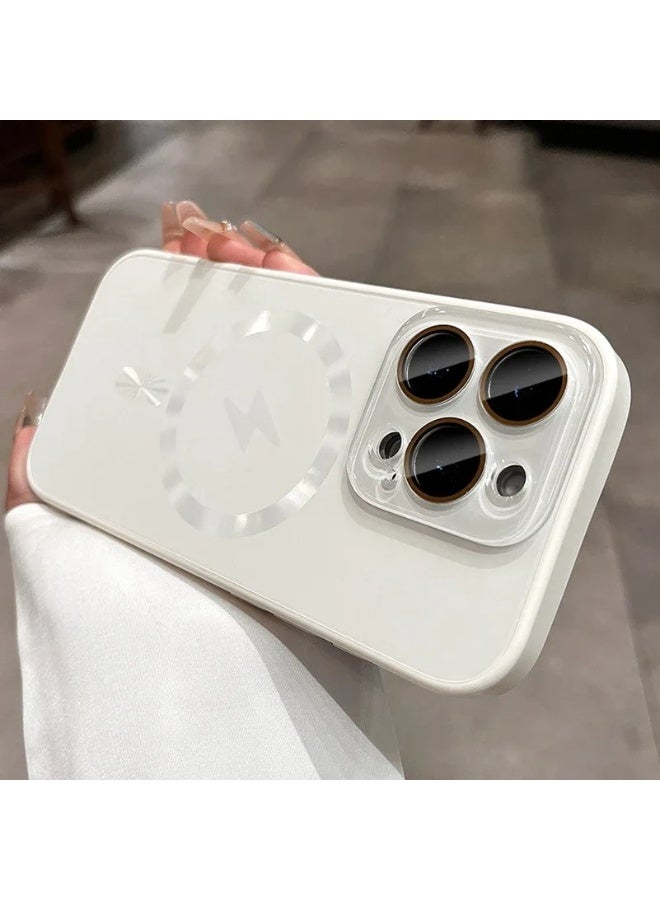 Compatible with Magnetic for iPhone 16 Pro Case, Built-in Camera Lens Protector, Compatible with MagSafe, Slim AG Matte Phone Case [Military-Grade Protection] Silicone Cover, White - Image 1