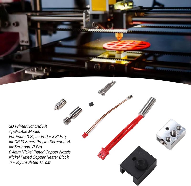 klarako 24V 40W Extruder Hotend Kit, Ti Alloy Heatbreak High Temperature 300℃ 3D Print Nozzle Heating Block for Ender 3 S1 Authentic Creality Assembled Hotend Kit - Image 4