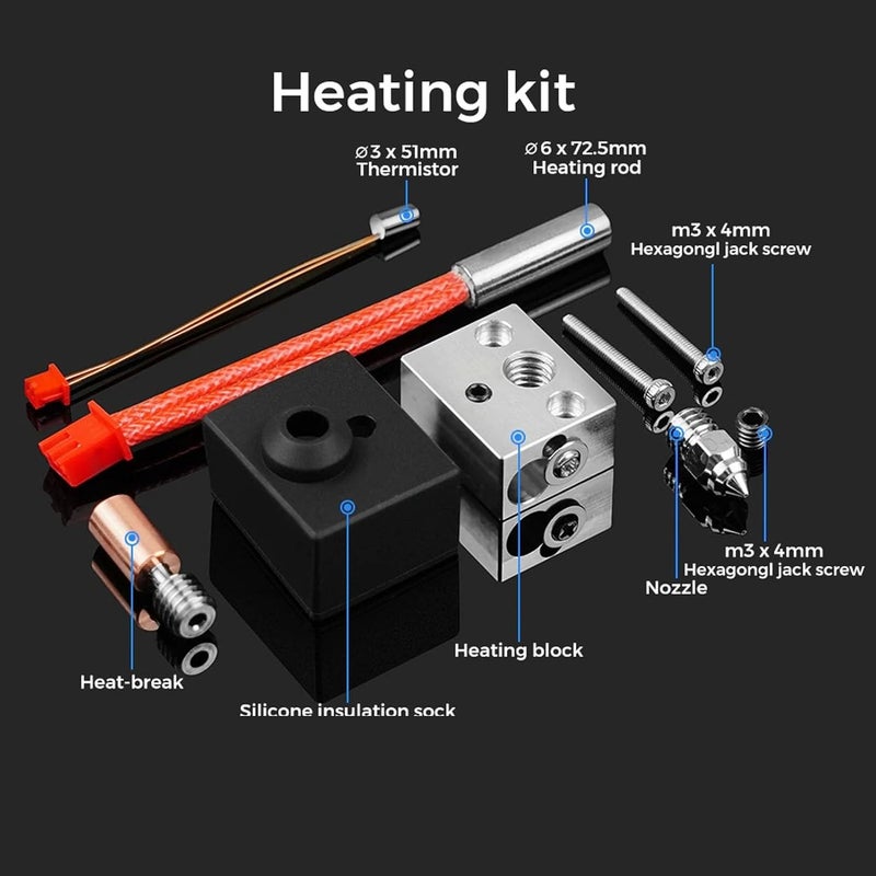 klarako 24V 40W Extruder Hotend Kit, Ti Alloy Heatbreak High Temperature 300℃ 3D Print Nozzle Heating Block for Ender 3 S1 Authentic Creality Assembled Hotend Kit - Image 3