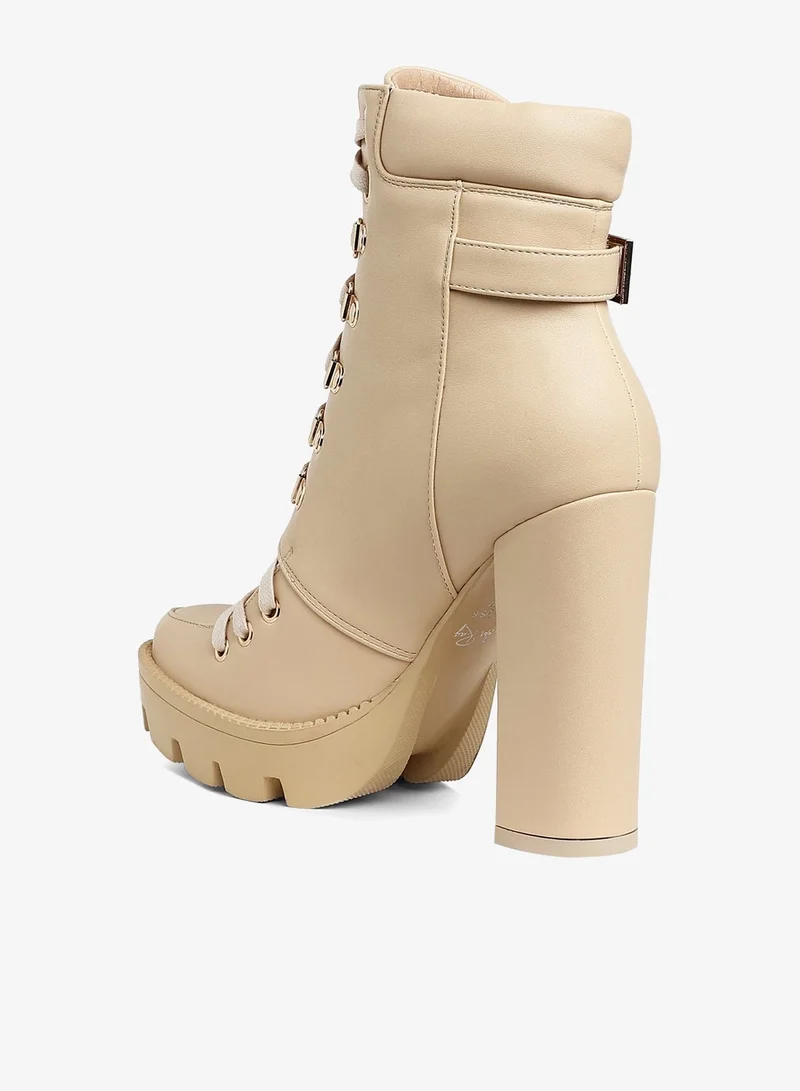 London Rag Beige Lace up Combat Boots in Beige for Women | Best Price UAE