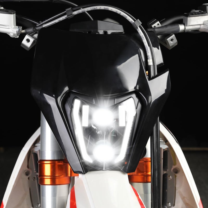 CHANGCHENG Dirt Bike Headlight LED With Turn Signals Universal Headlight Kit Light for Enduro Dirt Bike Motocross Supermoto ATVBlack
