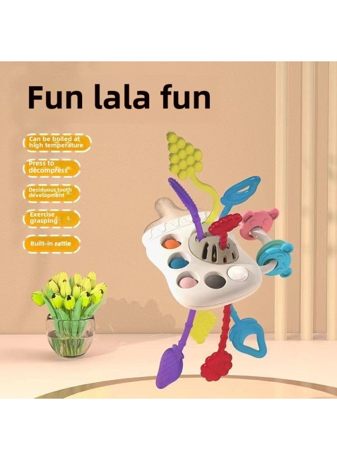 Baby Toy Sucking Ball Tooth Glue Rattle Hand-held Finger Bottle Bite To Soothe Baby Early Education Finger Training-Color:Bottle Lala Music  English Color Box - Image 5