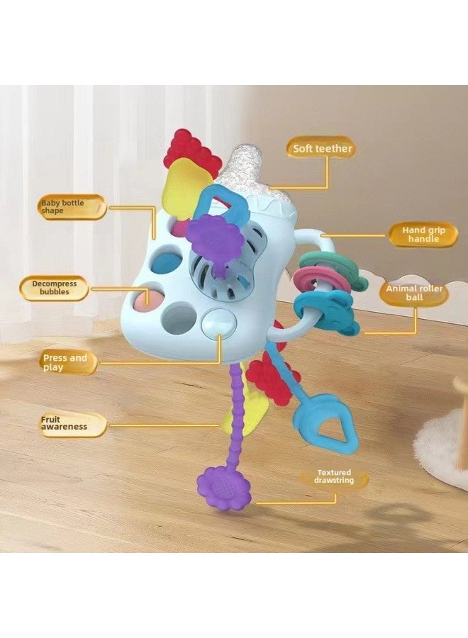 Baby Toy Sucking Ball Tooth Glue Rattle Hand-held Finger Bottle Bite To Soothe Baby Early Education Finger Training-Color:Bottle Lala Music  English Color Box - Image 3