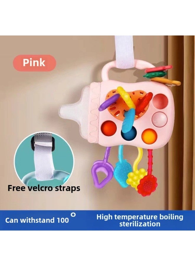 Baby Toy Sucking Ball Tooth Glue Rattle Hand-held Finger Bottle Bite To Soothe Baby Early Education Finger Training-Color:Bottle Lala Music  English Color Box - Image 1