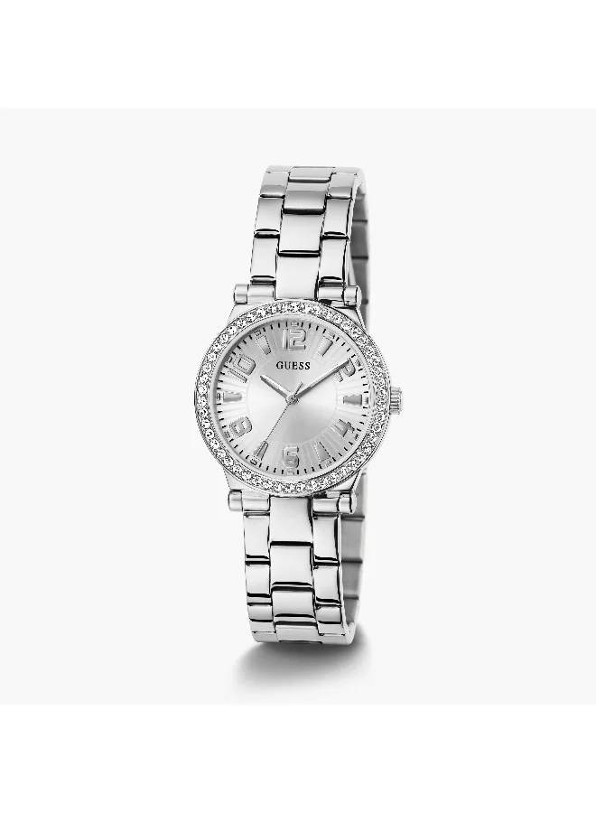 جس Silver Analog Metal Strap Watch for Women