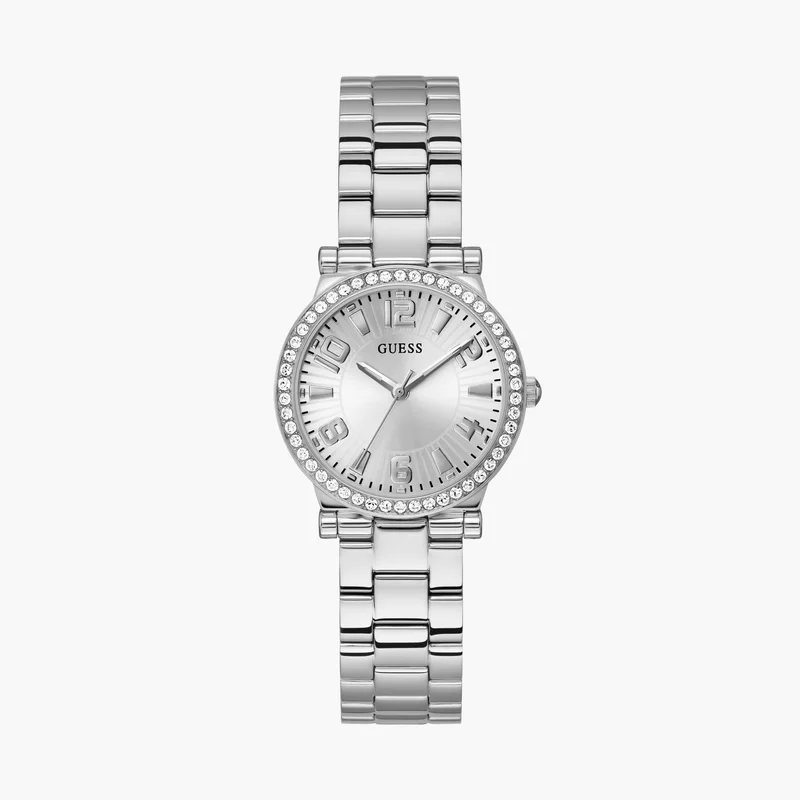 جس Silver Analog Metal Strap Watch for Women