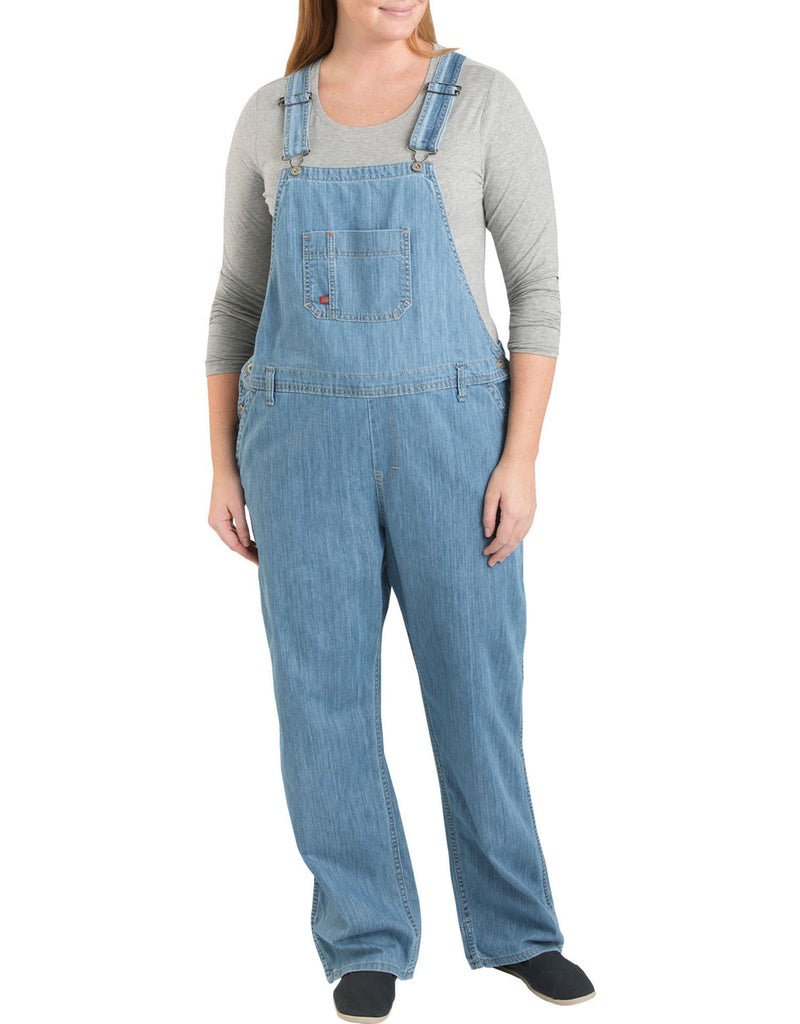 Dickies Womens Plus Size Denim Bib Overalls Medium Stonewash 24 Regular US