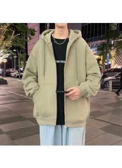 Generic 2024 Mens American Style Vintage Cardigan Hooded Sweatshirt Loose Fit Thin Jacket Top Casual Scene New Arrival Spring Autumn Moss green 
