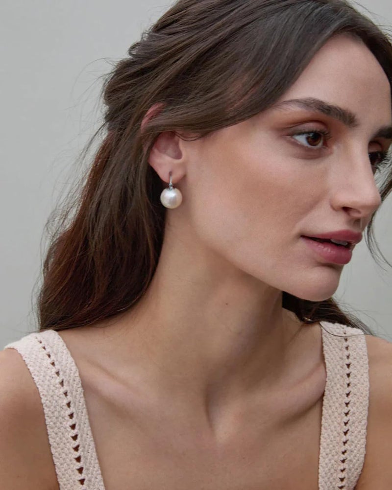 PEARLADA أقراط دائرية من الفضة الإسترلينية 925 مع لؤلؤة مياه عذبة مزروعة AAA+ جودة 7.5-8 مم للنساء - Image 5