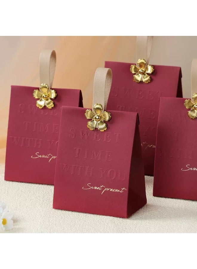 10 قطع حزب ميزة الحقائب,حقيبة هدية حمراء,حقائب الحزب للأطفال,وجبة خفيفة الحلوى هدية حقيبة الأكياس الغذائية,حقائب لعيد ميلاد حفلات الزفاف 10x6.5x12.5 (الأحمر) - Image 1