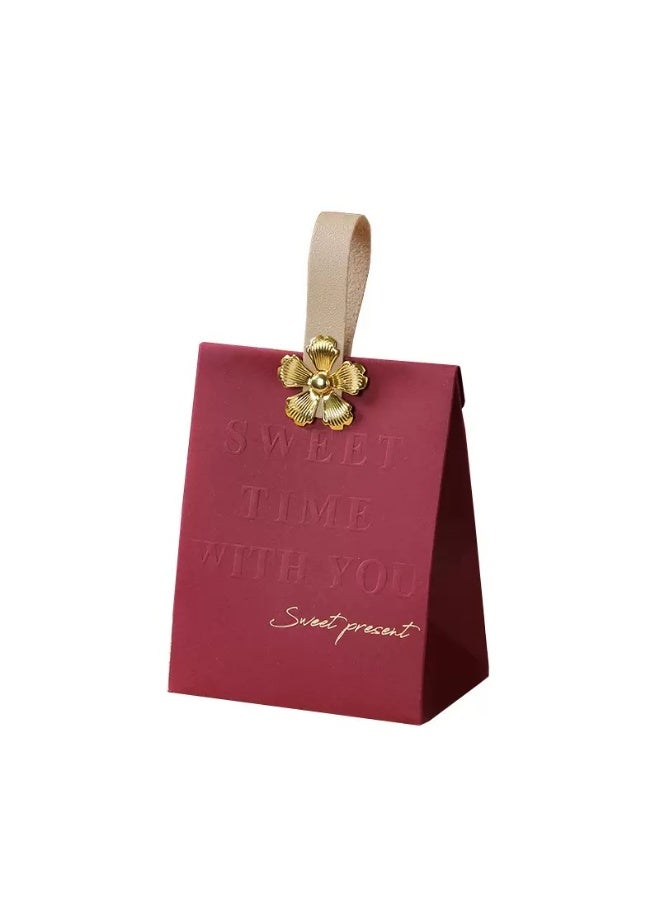 10 قطع حزب ميزة الحقائب,حقيبة هدية حمراء,حقائب الحزب للأطفال,وجبة خفيفة الحلوى هدية حقيبة الأكياس الغذائية,حقائب لعيد ميلاد حفلات الزفاف 10x6.5x12.5 (الأحمر) - Image 2