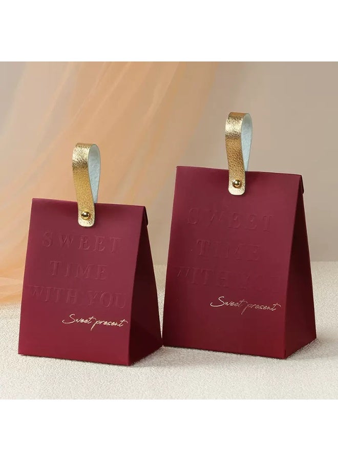 10 قطع حزب ميزة الحقائب,حقيبة هدية حمراء,حقائب الحزب للأطفال,وجبة خفيفة الحلوى هدية حقيبة الأكياس الغذائية,حقائب لعيد ميلاد حفلات الزفاف 10x6.5x12.5 (الأحمر) - Image 4