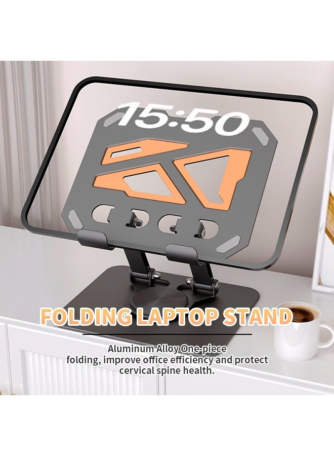 360° Rotating Laptop Stand, Lightweight Foldable Tablet Holder, Hollow Design for Ventilation and Heat Dissipation Metal Stand - Image 2