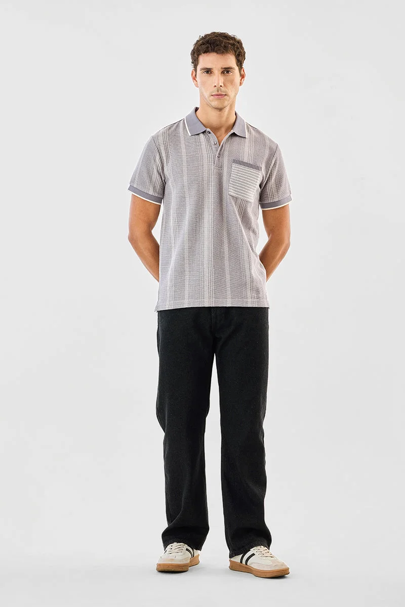 SNITCH Regular Fit Textured Polo T-Shirt
