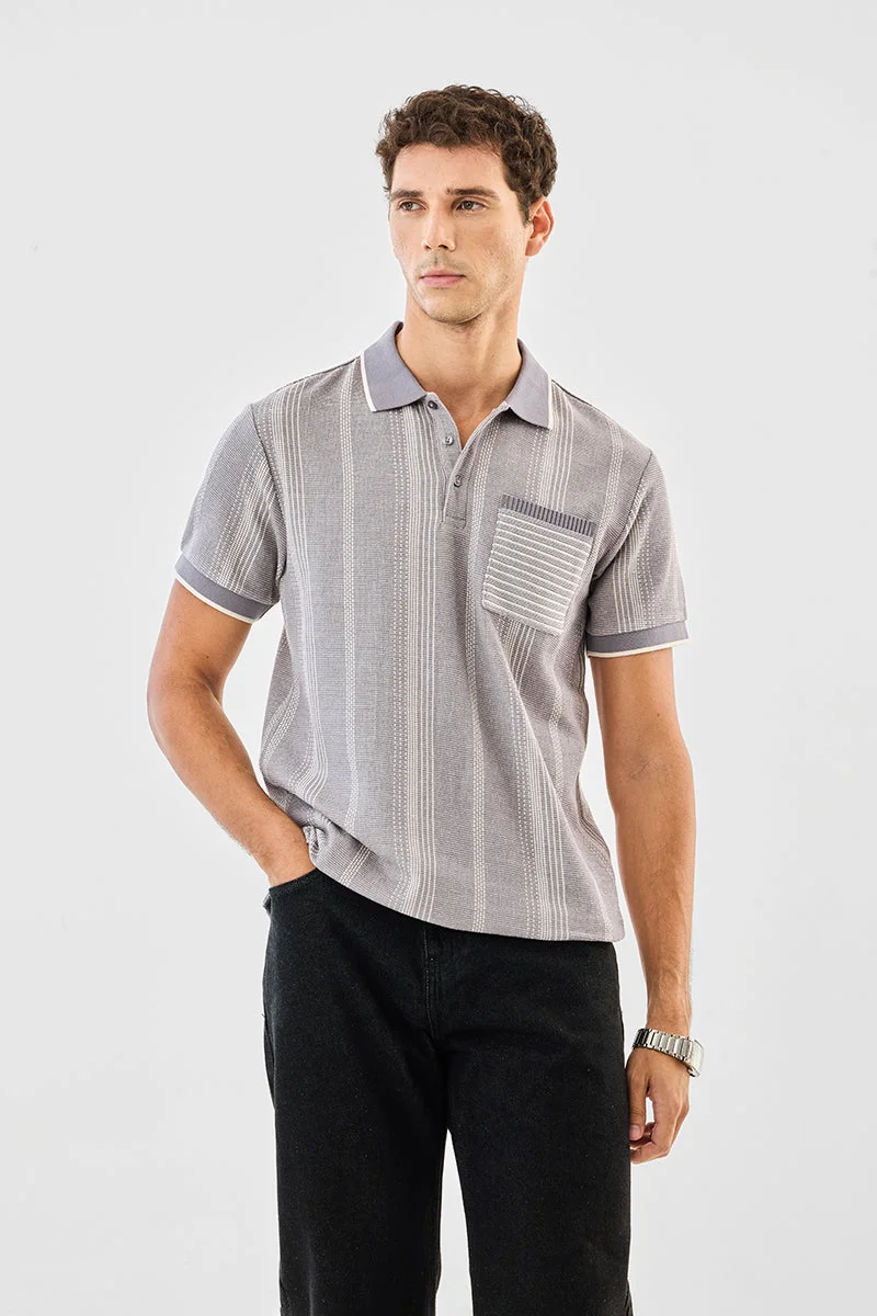 SNITCH Regular Fit Textured Polo T-Shirt