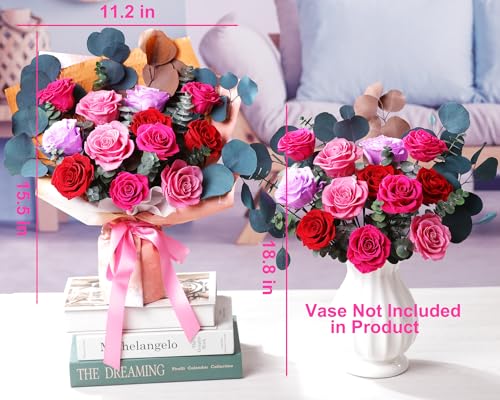 Lovenfold Flowers for Delivery Birthday Flowers Gift for Her,Preserved Flowers Bouquet 12 Roses Mixed Bouquet,Rose Gifts for Women Mom Grandma(Mixed 12 Reddish-A Roses) - Image 3