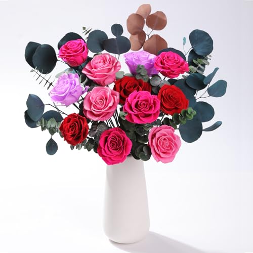 Lovenfold Flowers for Delivery Birthday Flowers Gift for Her,Preserved Flowers Bouquet 12 Roses Mixed Bouquet,Rose Gifts for Women Mom Grandma(Mixed 12 Reddish-A Roses) - Image 5