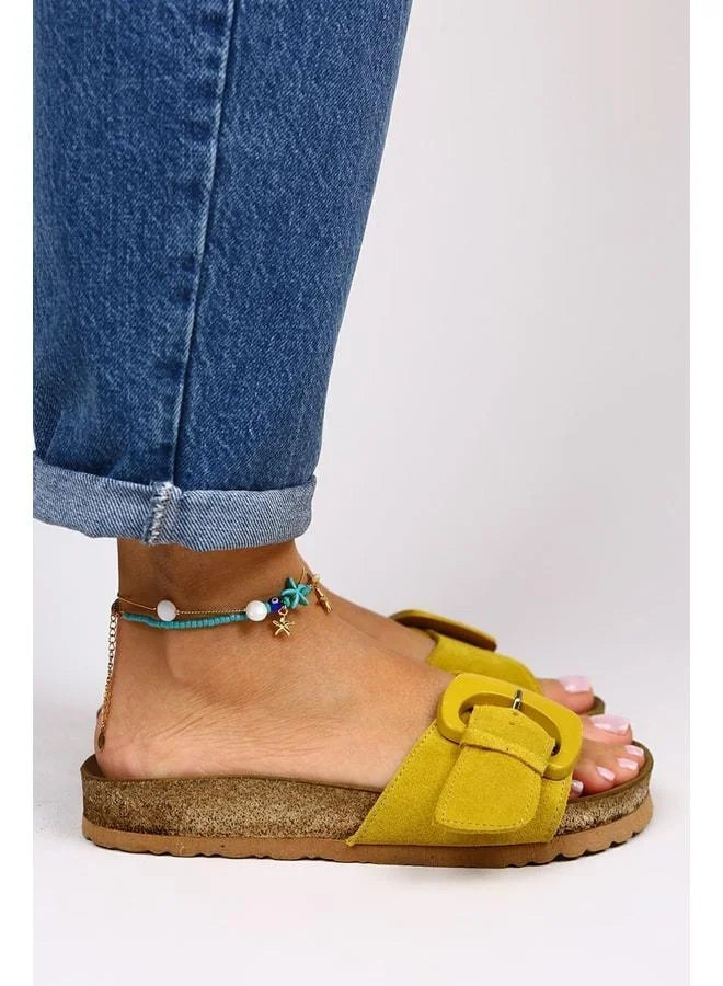 Manijero  Alandra Women's Genuine Leather Yellow Slipper for Women | Best Price UAE