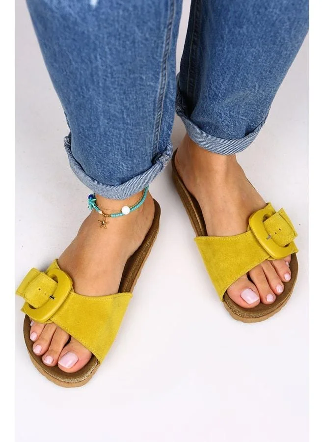Alandra Women's Genuine Leather Yellow Slipper