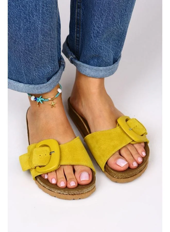 Manijero  Alandra Women's Genuine Leather Yellow Slipper for Women | Best Price UAE