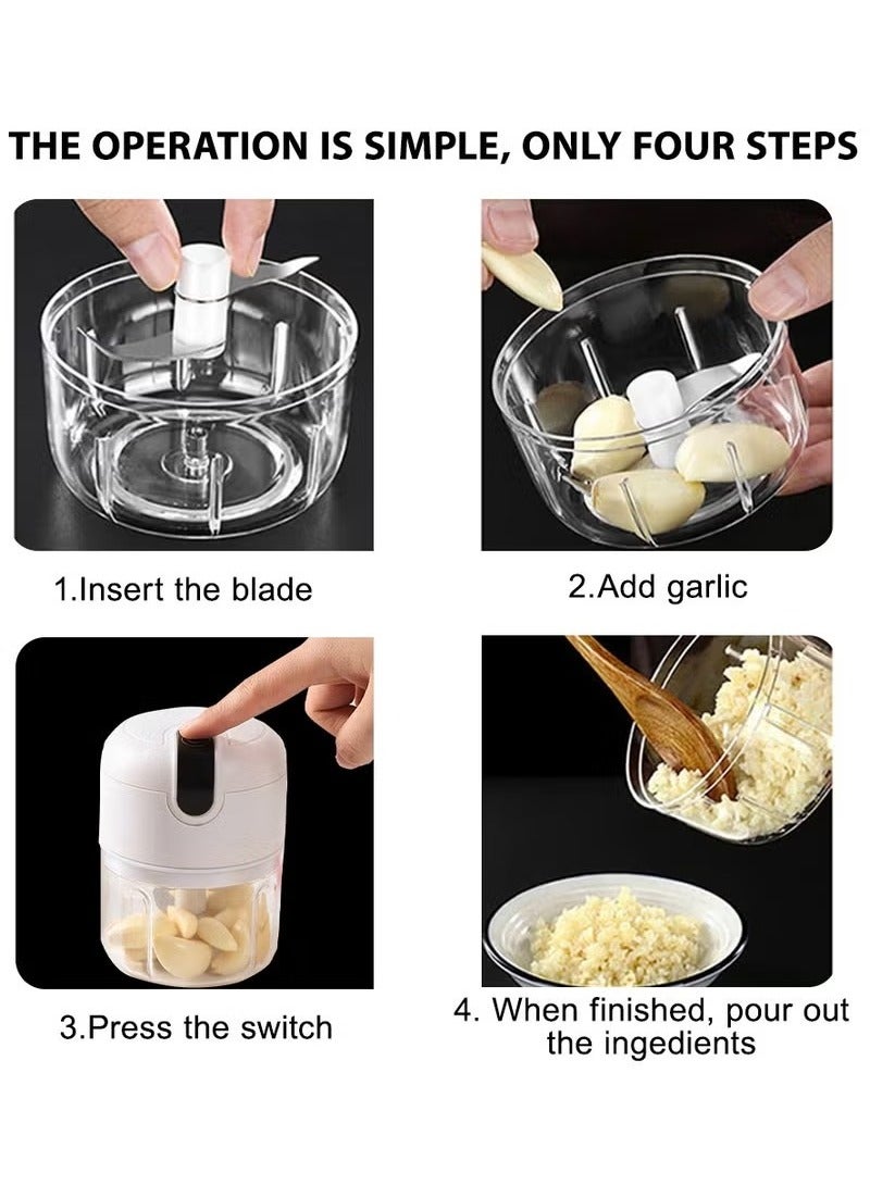 HOMESTAR Electric Food Chopper Mini Chopper, Perfect for Garlic, Onion, Fruits, Vegetables, with 3 Stainless Steel Blades, 250ml - Image 3