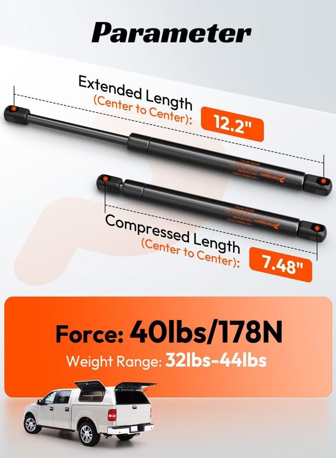 Pamagoo C16-11028 12 inch 40 lbs Gas Struts, Weatherguard Tool Box Parts Shocks,12" Spring for Truck Toolbox Pickup Leer Camper Shell Side, Rear Window Lift Support, 2 Pack - Image 2