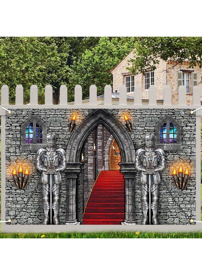 Avezano Medieval Party Banner Medieval Castle Backdrop Medieval Castle Backdrop Medieval Party Decorations Medieval Themed Party Supplies 70.8 X 43.3 Inch - Image 5