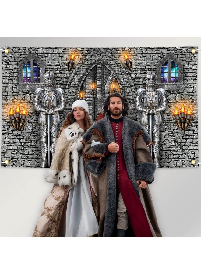 Avezano Medieval Party Banner Medieval Castle Backdrop Medieval Castle Backdrop Medieval Party Decorations Medieval Themed Party Supplies 70.8 X 43.3 Inch - Image 3