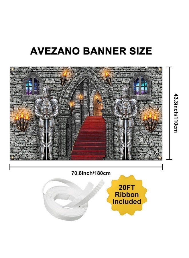 Avezano Medieval Party Banner Medieval Castle Backdrop Medieval Castle Backdrop Medieval Party Decorations Medieval Themed Party Supplies 70.8 X 43.3 Inch - Image 2