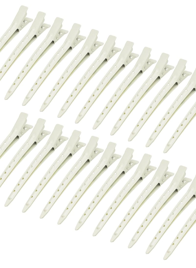 بانتوي 24 عبوة من مشابك بط بطة، بانتويي 3.35 بوصة مشابك تمساح معدنية مقاومة للصدأ مع ثقوب لتصفيف الشعر، تلوين الشعر، أبيض - Image 1