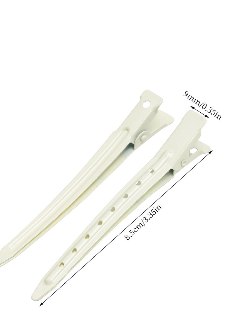 بانتوي 24 عبوة من مشابك بط بطة، بانتويي 3.35 بوصة مشابك تمساح معدنية مقاومة للصدأ مع ثقوب لتصفيف الشعر، تلوين الشعر، أبيض - Image 2
