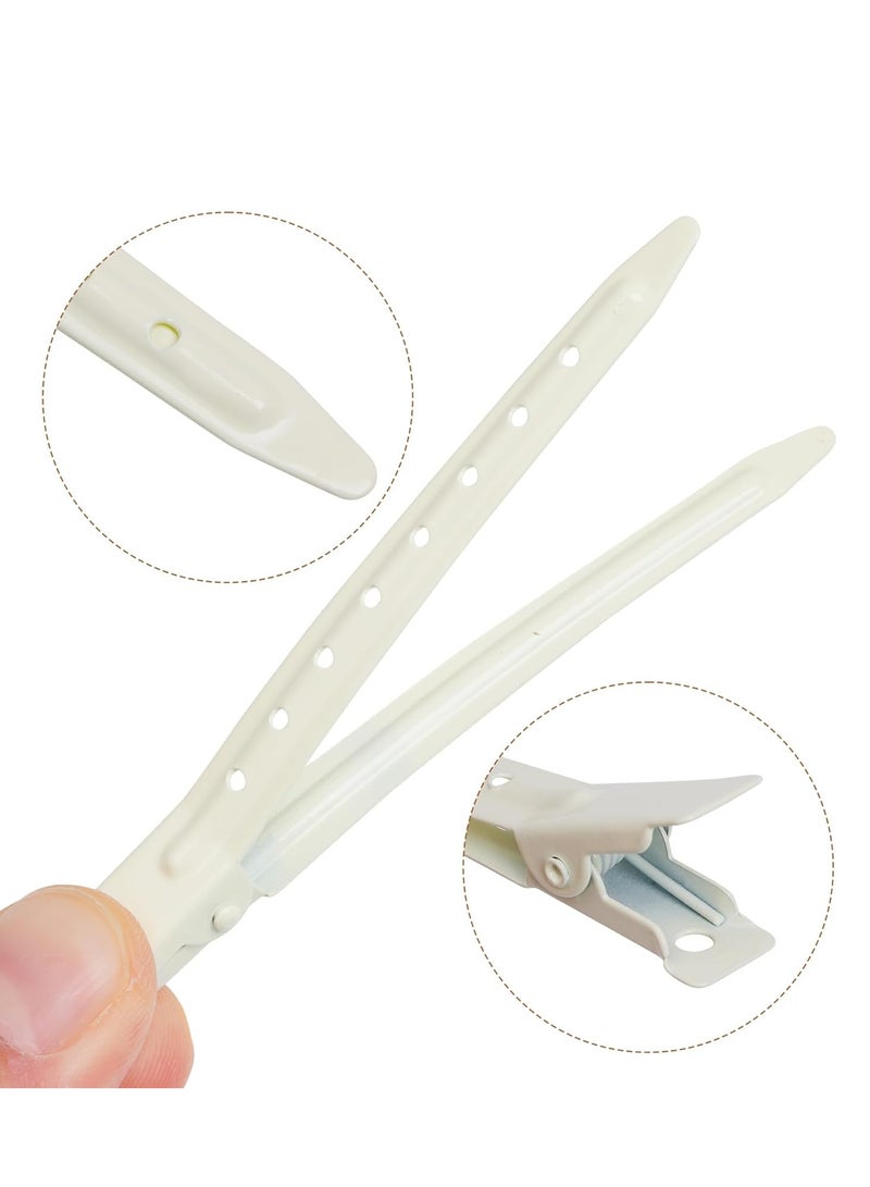بانتوي 24 عبوة من مشابك بط بطة، بانتويي 3.35 بوصة مشابك تمساح معدنية مقاومة للصدأ مع ثقوب لتصفيف الشعر، تلوين الشعر، أبيض - Image 3