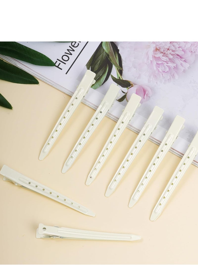 بانتوي 24 عبوة من مشابك بط بطة، بانتويي 3.35 بوصة مشابك تمساح معدنية مقاومة للصدأ مع ثقوب لتصفيف الشعر، تلوين الشعر، أبيض - Image 4