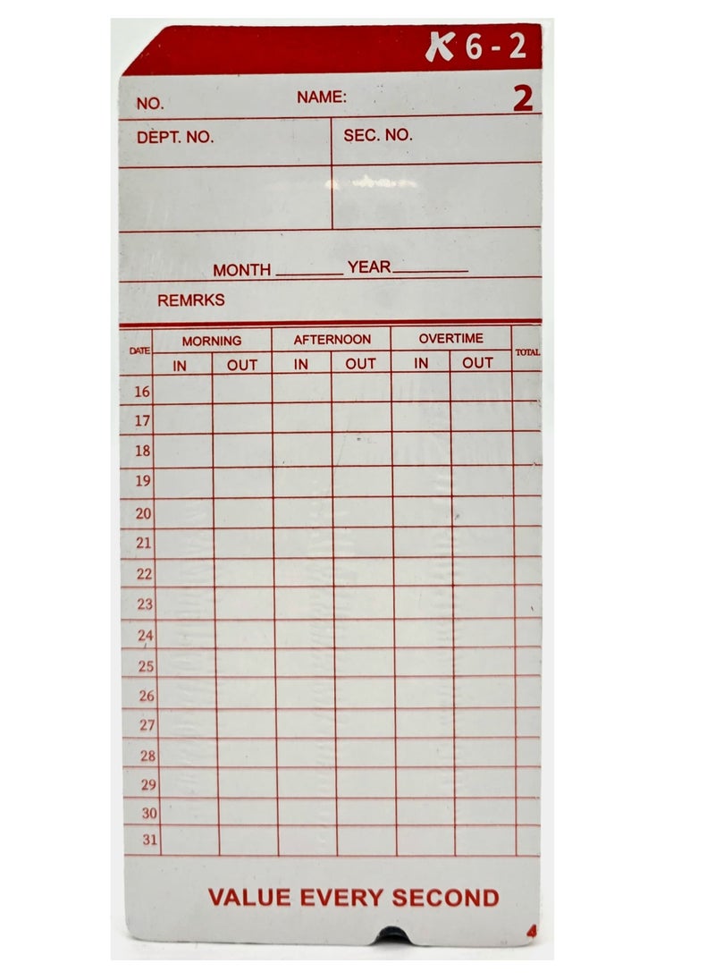 Generic K6-2 Time Cards, 100/Pack, 2 Sided  - Image 2
