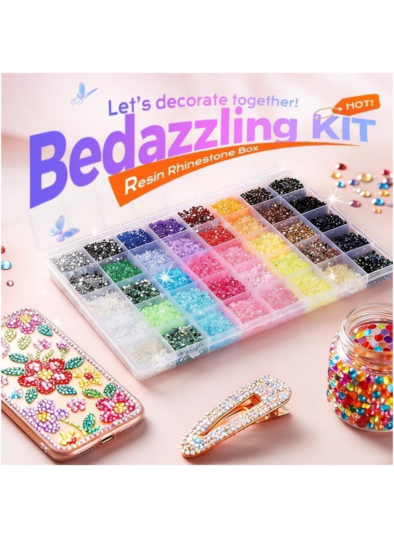 saykfoe 32000PCS 24 Colors Jelly Resin Rhinestones Kit with 3Pcs Glues, 3mm Flatback Gems for Bedazzling Crafting, Multicolor Diamonds for Clothes Shoes Nail Art Diamond Painting Makeup DIY - Image 2