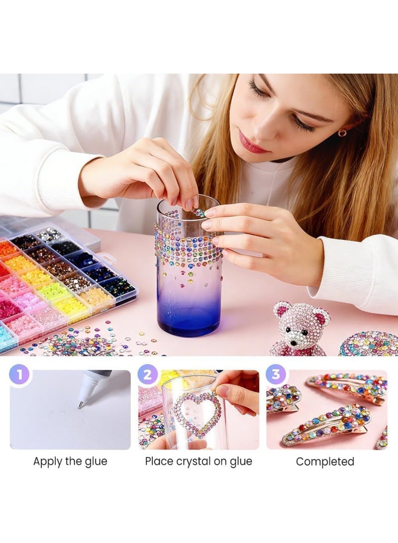saykfoe 32000PCS 24 Colors Jelly Resin Rhinestones Kit with 3Pcs Glues, 3mm Flatback Gems for Bedazzling Crafting, Multicolor Diamonds for Clothes Shoes Nail Art Diamond Painting Makeup DIY - Image 5