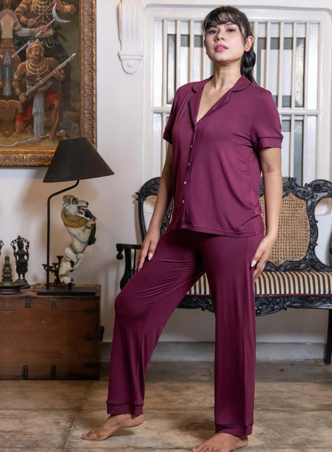 Aadaraya Aadaraya Pyjama Set Shirt and Pants Rayon