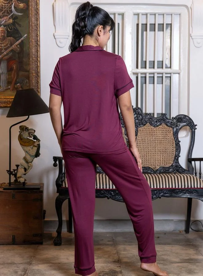 Aadaraya  Aadaraya Pyjama Set Shirt and Pants Rayon for Women | Best Price UAE