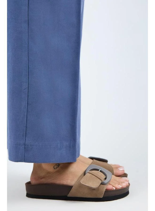 Manijero  (Alandra 2) Women's Genuine Leather Single-Strap Navy Slipper. for Women | Best Price UAE