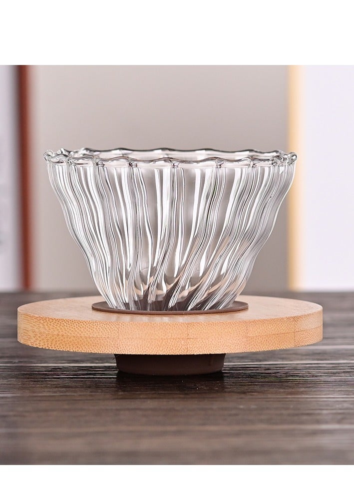 V60 Glass Coffee Dripper, Size 02 with Beech Wood Ring and Silicone Grip Perfect for Brewing 1-4 Cups of Coffee  - Image 3