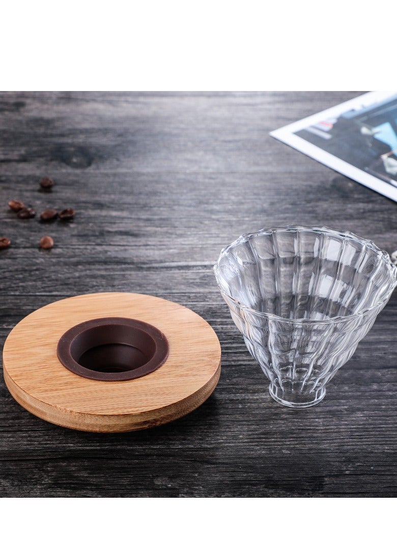 V60 Glass Coffee Dripper, Size 02 with Beech Wood Ring and Silicone Grip Perfect for Brewing 1-4 Cups of Coffee  - Image 4